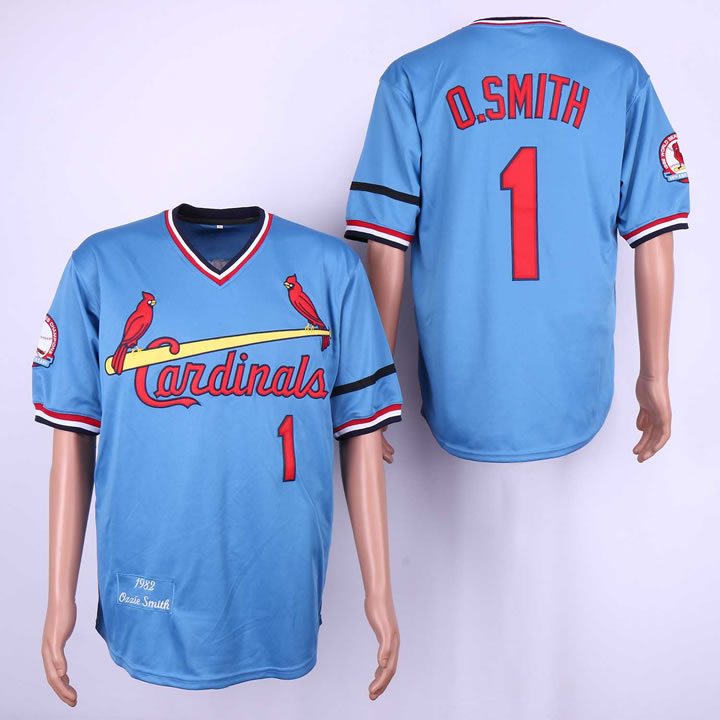 Cardinals 1 Ozzie Smith Light Blue 1982 Throwback Jersey Sguo,We sell and wholesale Cardinals 1 Ozzie Smith Light Blue 1982 Throwback Jersey Sguo on line form chian!